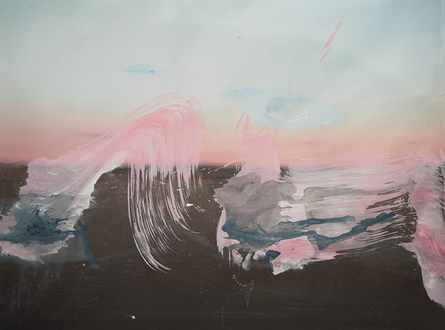 „Pink Wave II“, Fotomalerei, Acryl auf Fine Arts Inkjet Pigment Print, Unikat, 63 x 54 cm, 2015